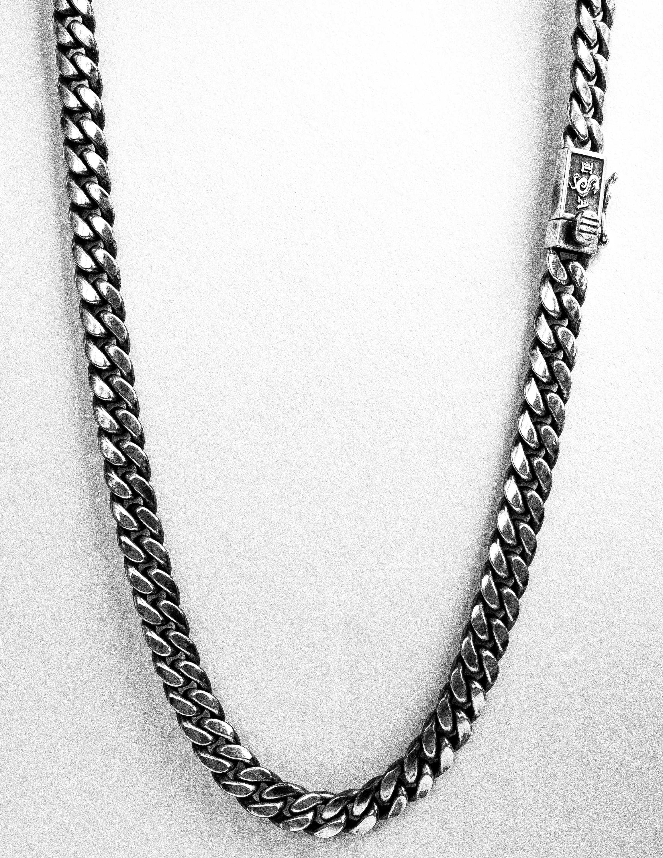 Thick cuban silver chain in sterling silver box clasp