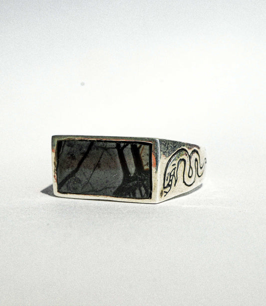 Black Noir Jasper Snake Signet